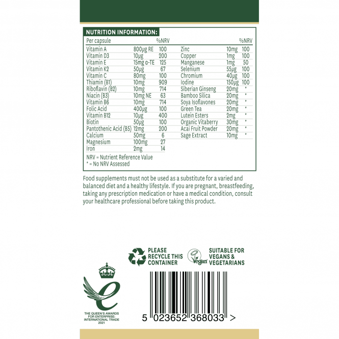 Complex for women 50+ (Womens 50+ Multi-Vitamins & Minerals) 30 capsules NaturesAid - Nutra Best Europe