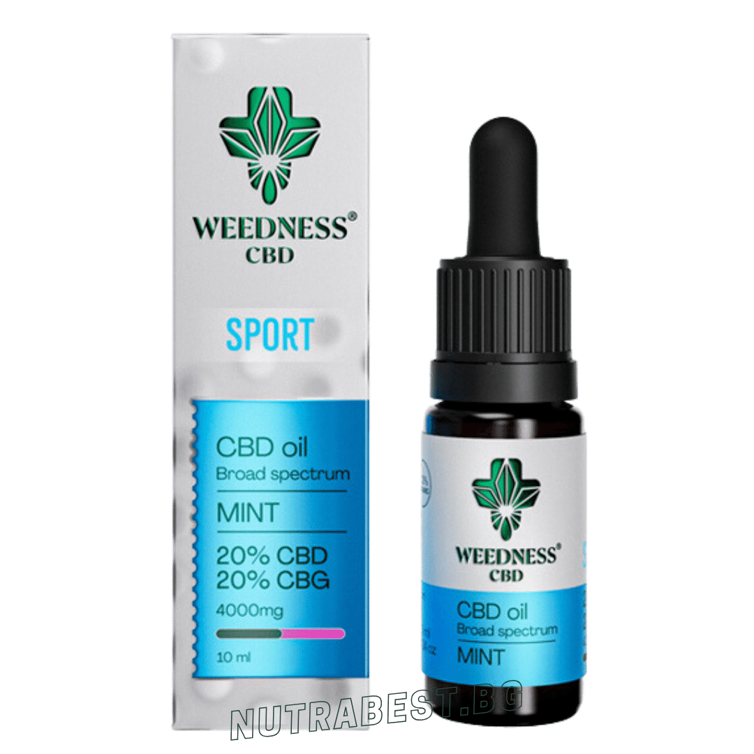 Спорт CBD масло 20% + CBG 20% широк спектър|Мента (10ml) Weedness CBD - Feel You