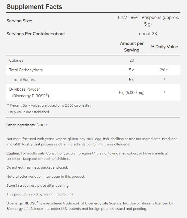 D -Ribose -Pulver - 227 Gramm