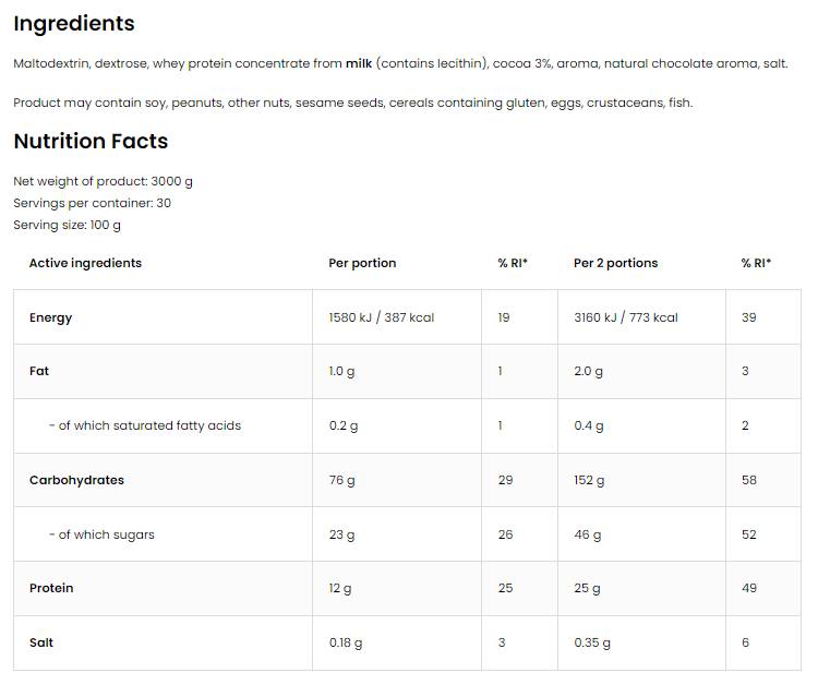Masse IT / Limited Edition Gainer 3000 Gramm