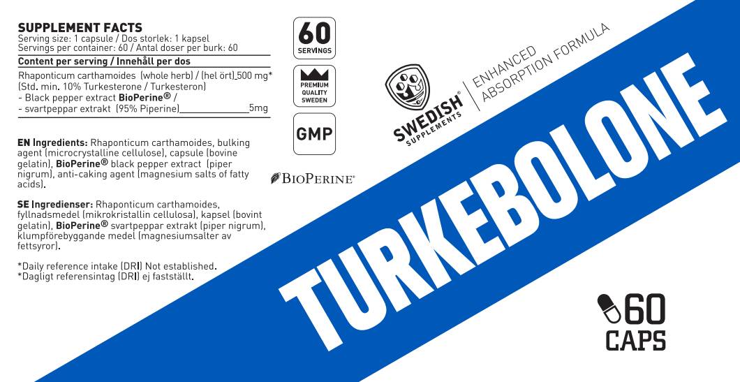 Turkebolone | Turkesteron 500 mg mit Bioperine® - 60 Kapseln