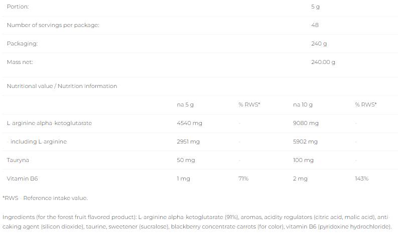 AAKG-Pulver aromatisiert – 240 Gramm
