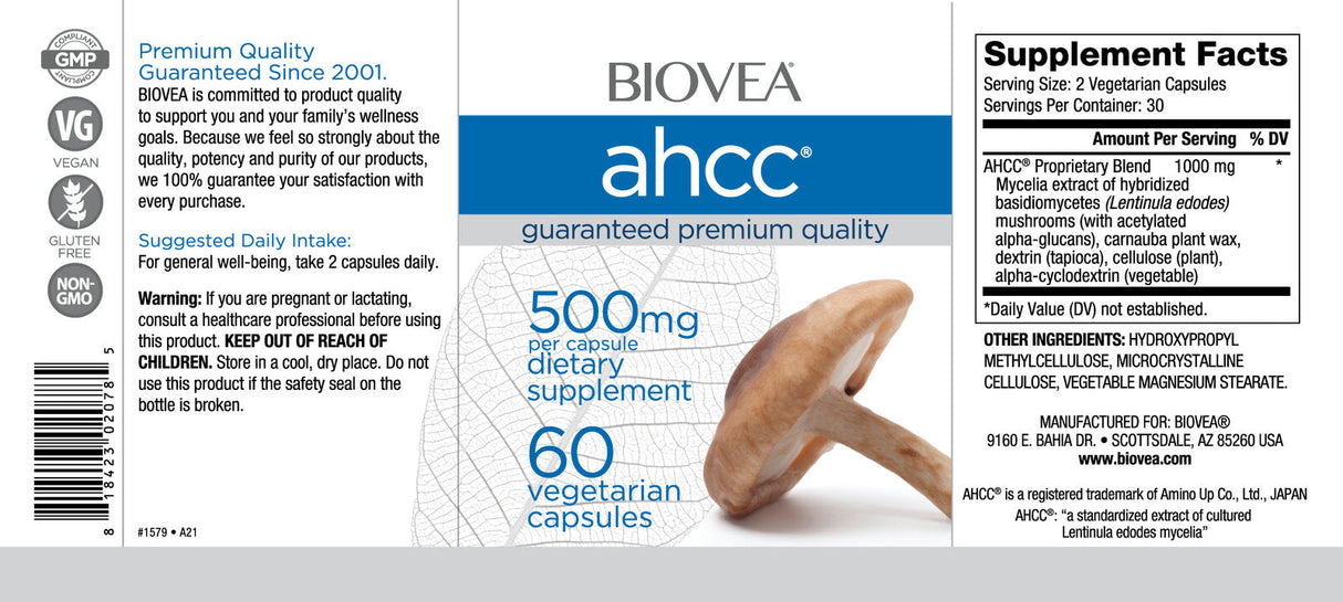 AHCC 500 mg Pilz-Immunitätsformel/60 Kapseln