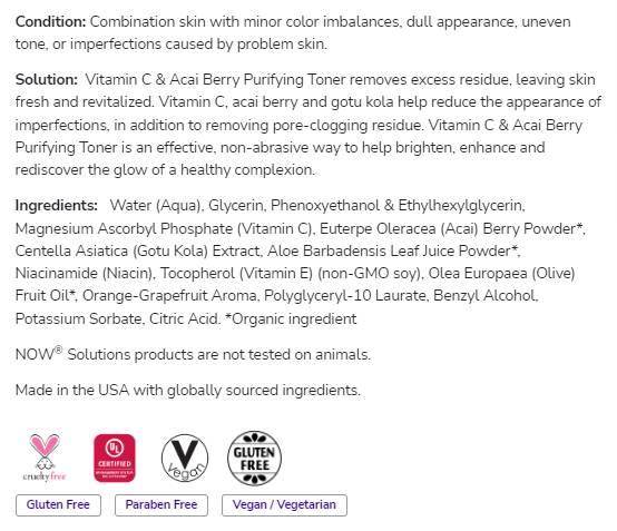 Vitamin C & Acai Berry Purifiking Toner | Parabenfrei - 237 ml