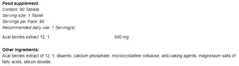 Acai-Beere 12:1 500 mg 90 Tabletten