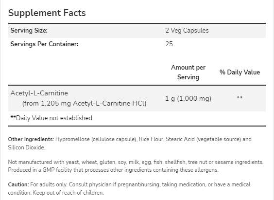 Acetyl-L-Carnitin – 200 Kapseln