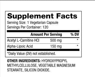 Acetyl-L-Carnitin + Alpha-Liponsäure 650 mg/120 Kapseln
