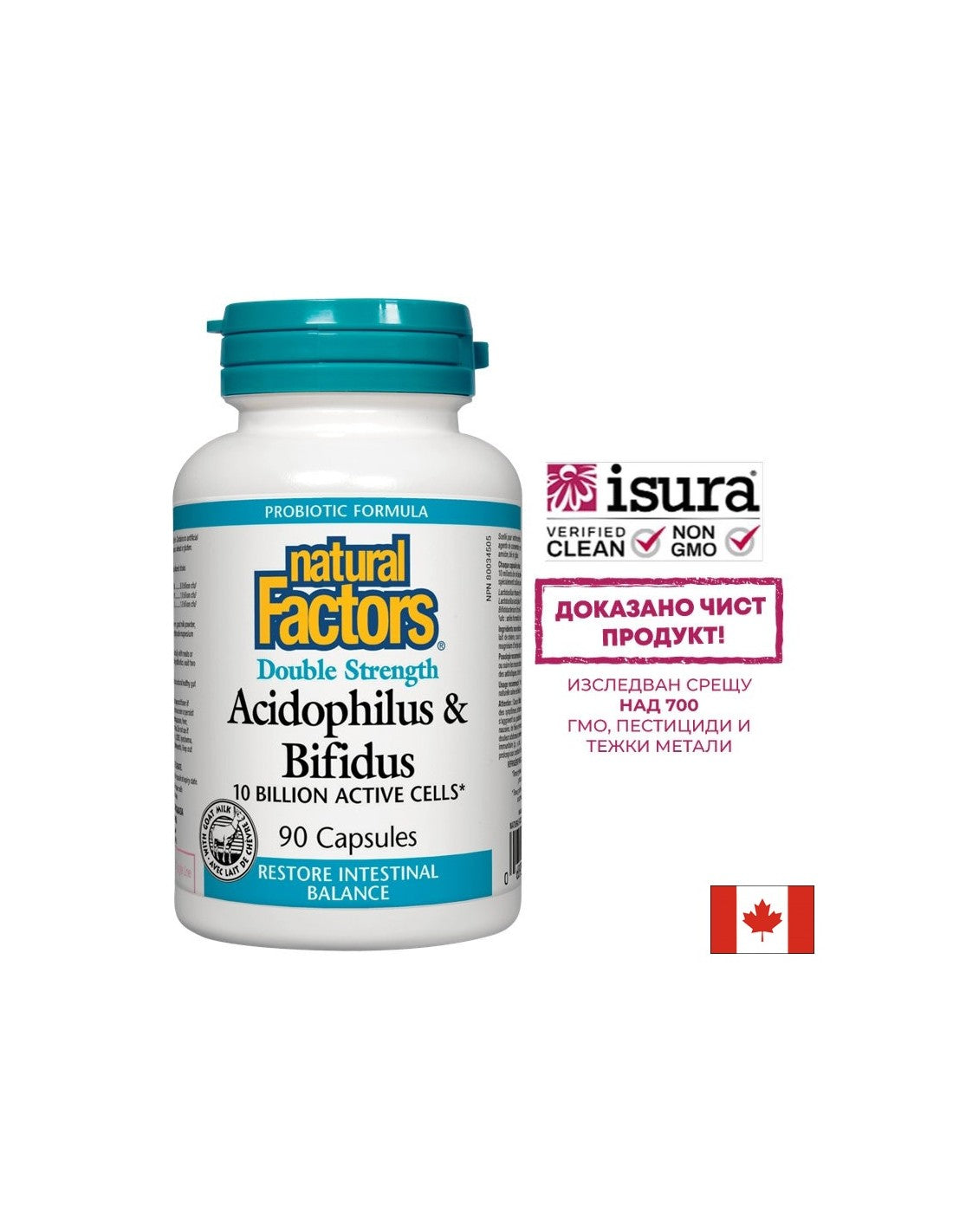 Acidophilus & Bifidus 10 Milliarden aktive Zellen in doppelter Stärke/Acidophilus bifidus, 10 Milliarden aktive Probiotika, 90 Kapseln