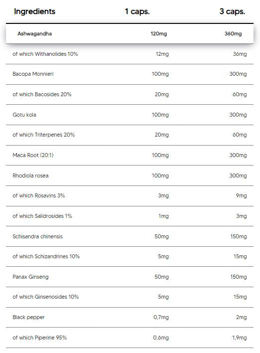 Adapto-Komplex | Adaptogene Matrix mit Ashwagandha, Bacopa, Rhodiola, Ginseng – 90 Kapseln