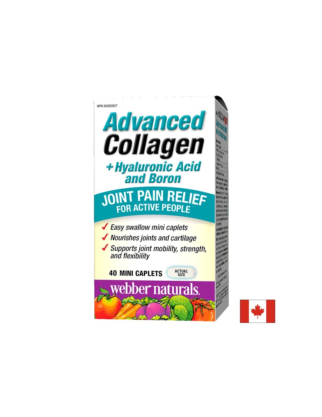 Fortgeschrittenes Kollagen + Hyaluronsäure und Bor/Kollagen + Hyaluronsäure und Bor x 40 Minikapseln <tc>Webber Naturals</tc>