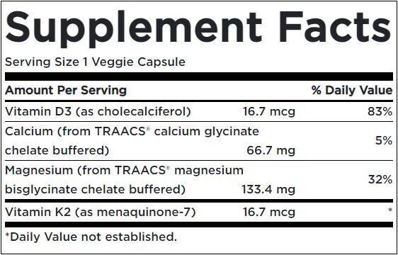 Albion Magnesium & Calcium/mit Vitamin D3 & K2 – 90 Kapseln