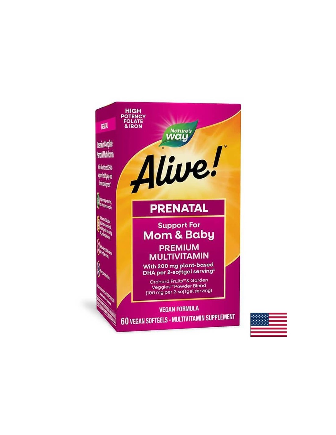 <tc>Alive</tc>! Komplettes Pränatal-Multivitaminpräparat | Premium-Formel – 60 Gelkapseln
