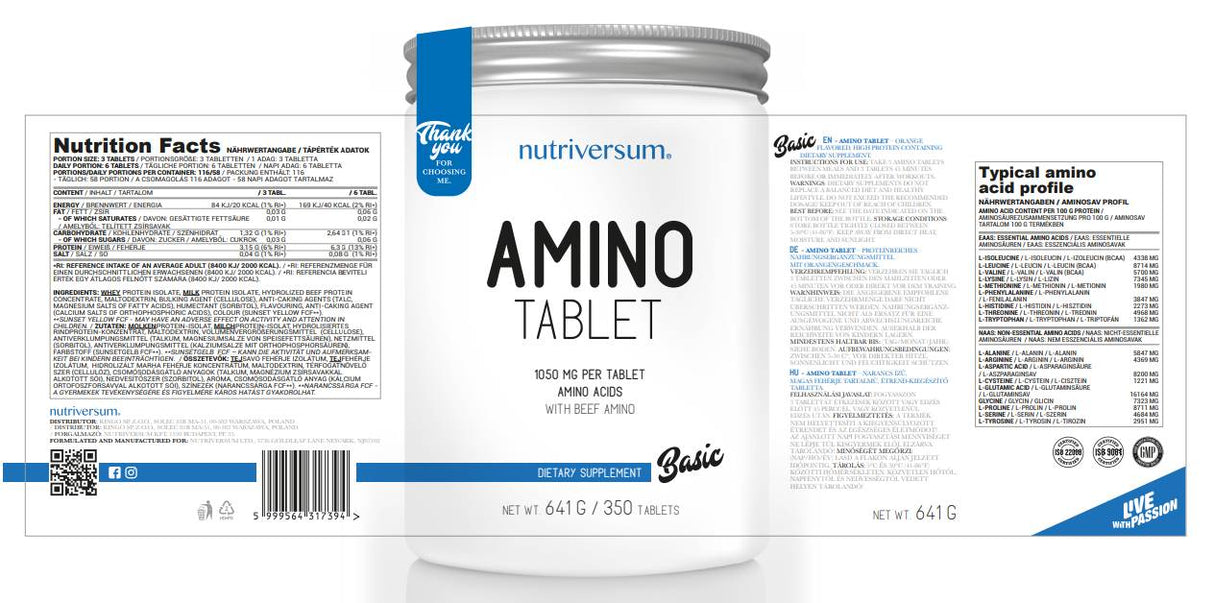 Amino-Tablette | aus Molke- und Rinderprotein - 350 Tabletten