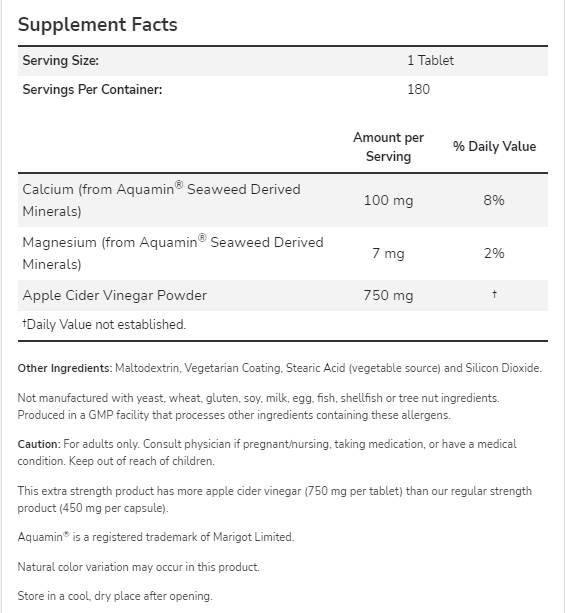 Apfelessig 750 mg | Extra stark – 180 Tabletten