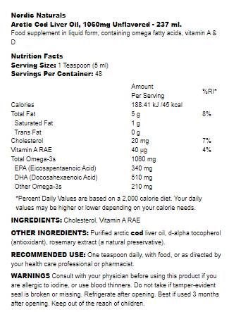 Arktisches Dorschleberöl 1060 mg – 237 ml