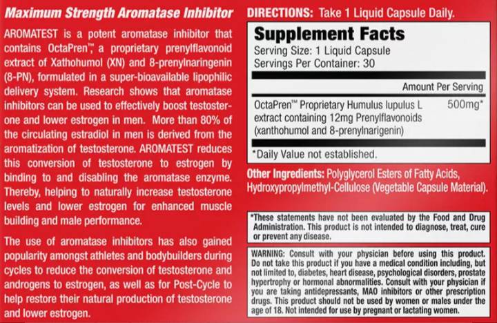 Aromatest - OctaPren 500 mg | Aromatasehemmer mit maximaler Stärke – 30 Gelkapseln