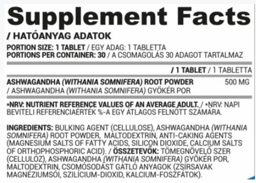 Ashwagandha 500 mg – 30 Tabletten