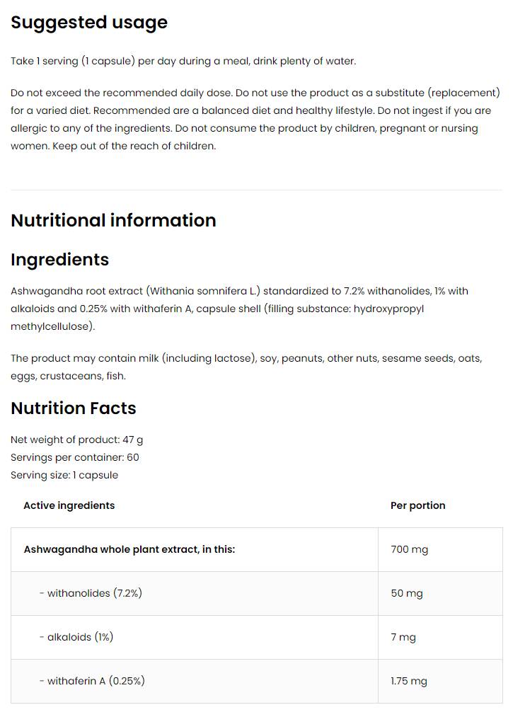 Ashwagandha 700 mg/Vege 60 Kapseln