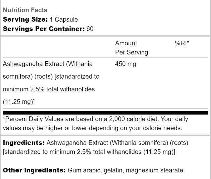 Ashwagandha-Extrakt 450 mg – 60 Kapseln