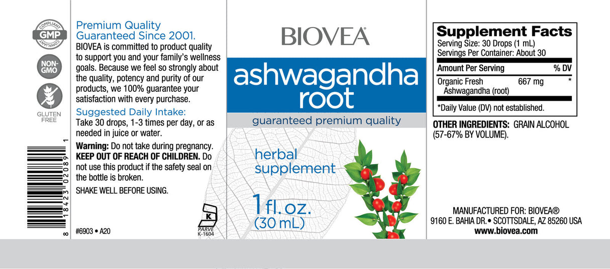 Ashwagandha-Wurzel-Flüssigkeitstropfen/30 ml