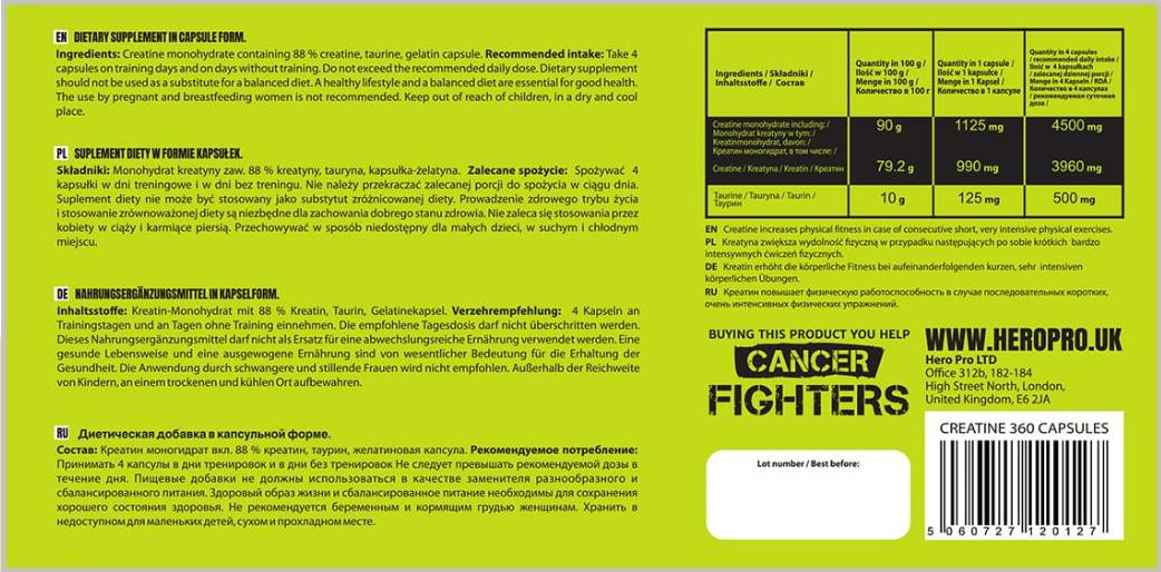 Kreatinmonohydratkappen - 360 Kapseln