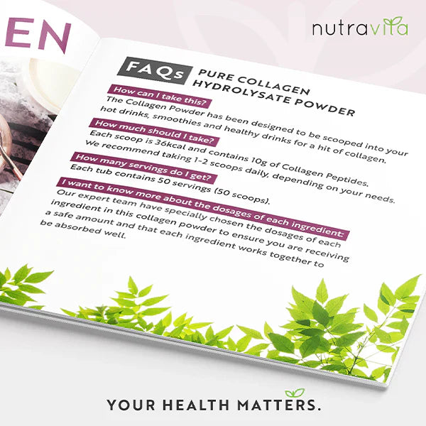 100% Pure Bovine Collagen Powder 20000 mg Peptan® 500 g, (25 / 50 doses) - Nutra Best Europe