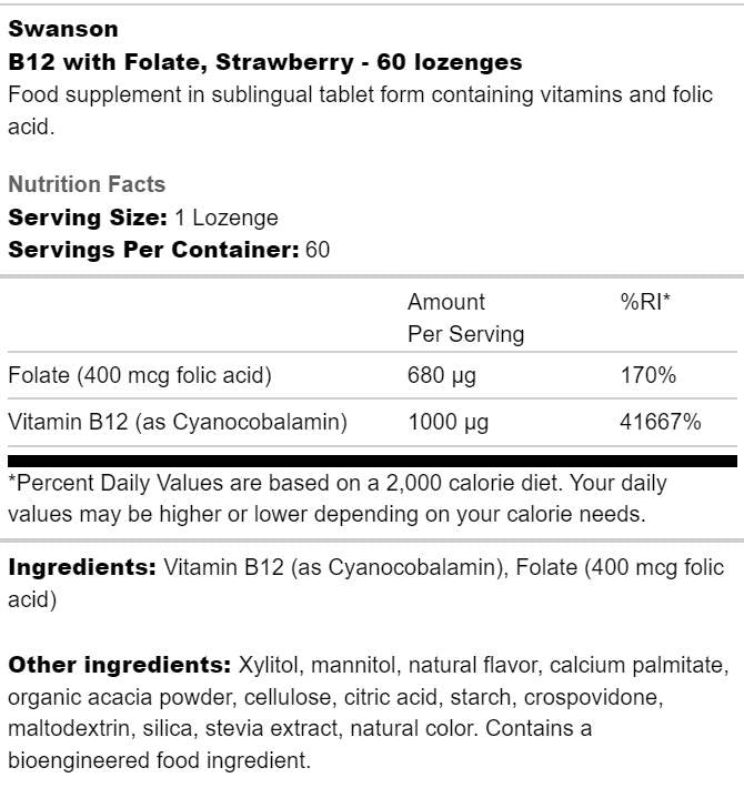 B12 1000 mcg mit Folsäure – 60 Sublingualtabletten