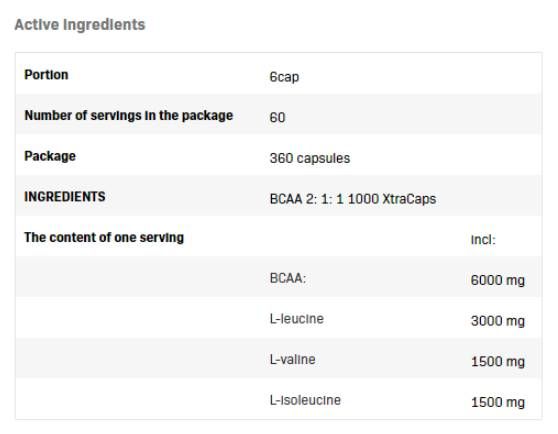 BCAA 2:1:1 1000 XtraCaps – 360 Kapseln