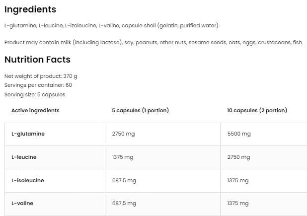 BCAA + Glutamin 5500 mg – 150 Kapseln