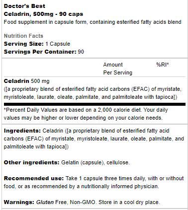 BESTES Celadrin 500 mg – 90 Kapseln