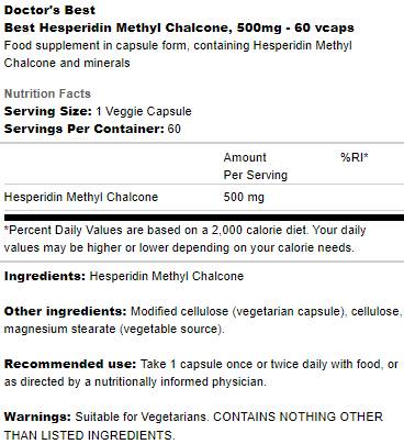 BEST Hesperidin Methyl Chalcone 500 mg – 60 Kapseln