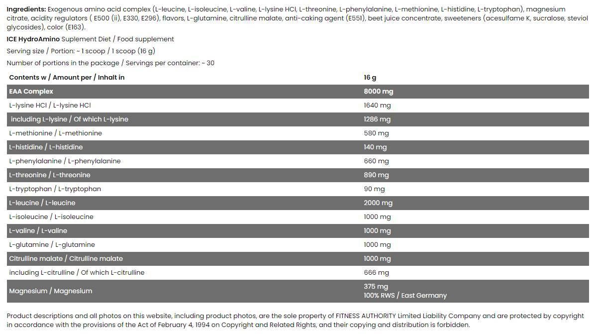 Hydro Amino / Ice -Serie - 16 Gramm