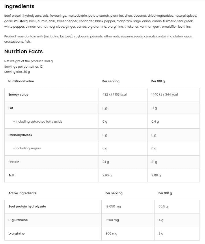 Rindfleisch-Protein-Kebab | Rinderproteinhydrolysat mit Dönergeschmack 360 Gramm