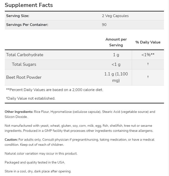 Rote-Bete-Wurzel 550 mg – 180 Kapseln