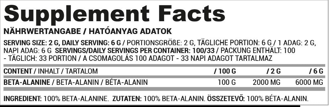 Beta-Alanin-Pulver | 100 % rein – 200 Gramm