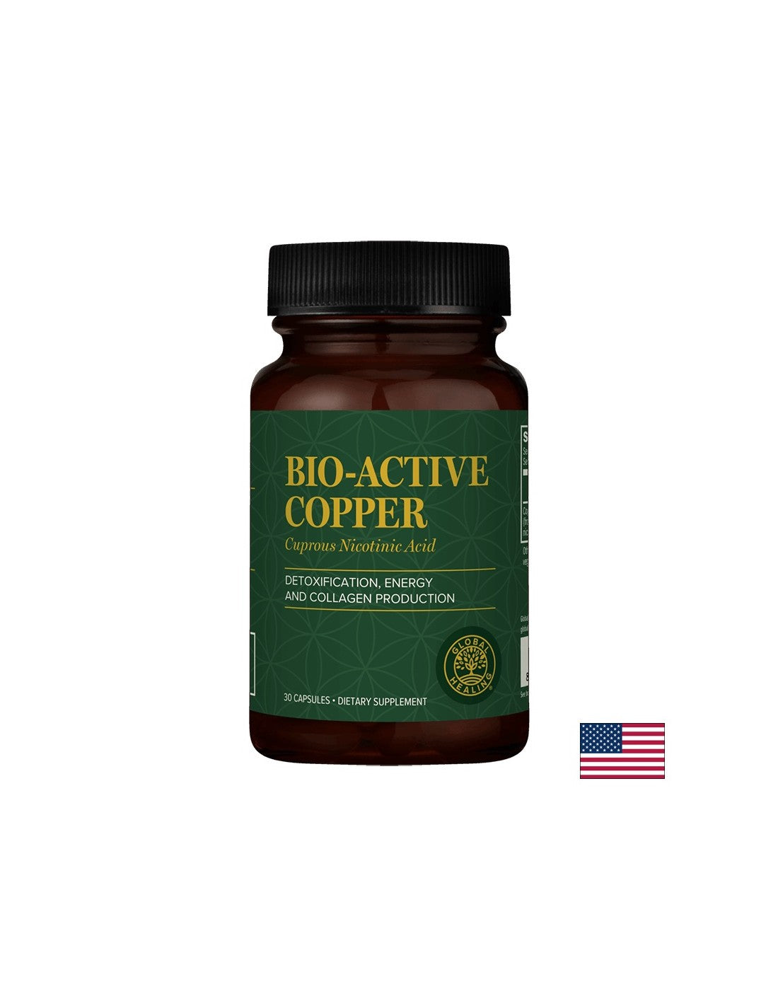 Energie-, Spann- und Anti-Aging-Pflege für Haar und Haut – Kupfer (Kupfer-Nikotinsäure) – Bio-Active-Copper, 30 Kapseln Global Healing