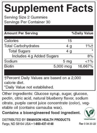 Biotin-Gummis 5.000 mcg | Blaubeere – 60 Kautabletten
