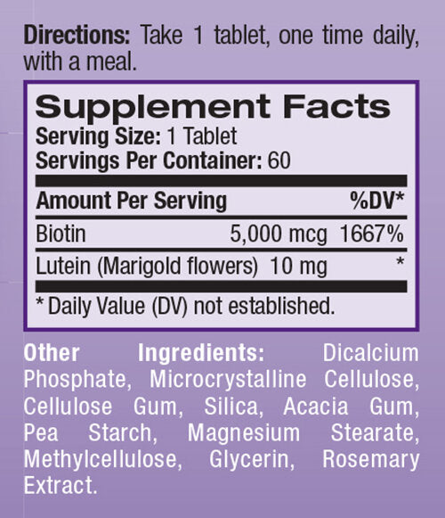 Biotin Plus Lutein/60 Tabs.