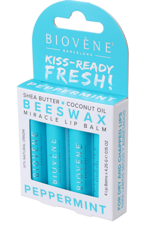 Lippenbalsam mit Bienenwachs und Minze - Frische und Schutz - 4 Stücke