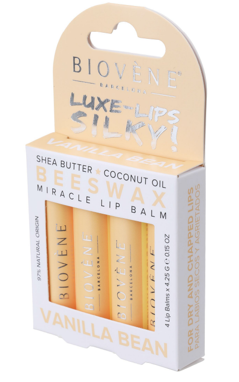 Lippenbalsam mit Bienenwachs und Vanille - samtiges Gefühl - 4 Teile