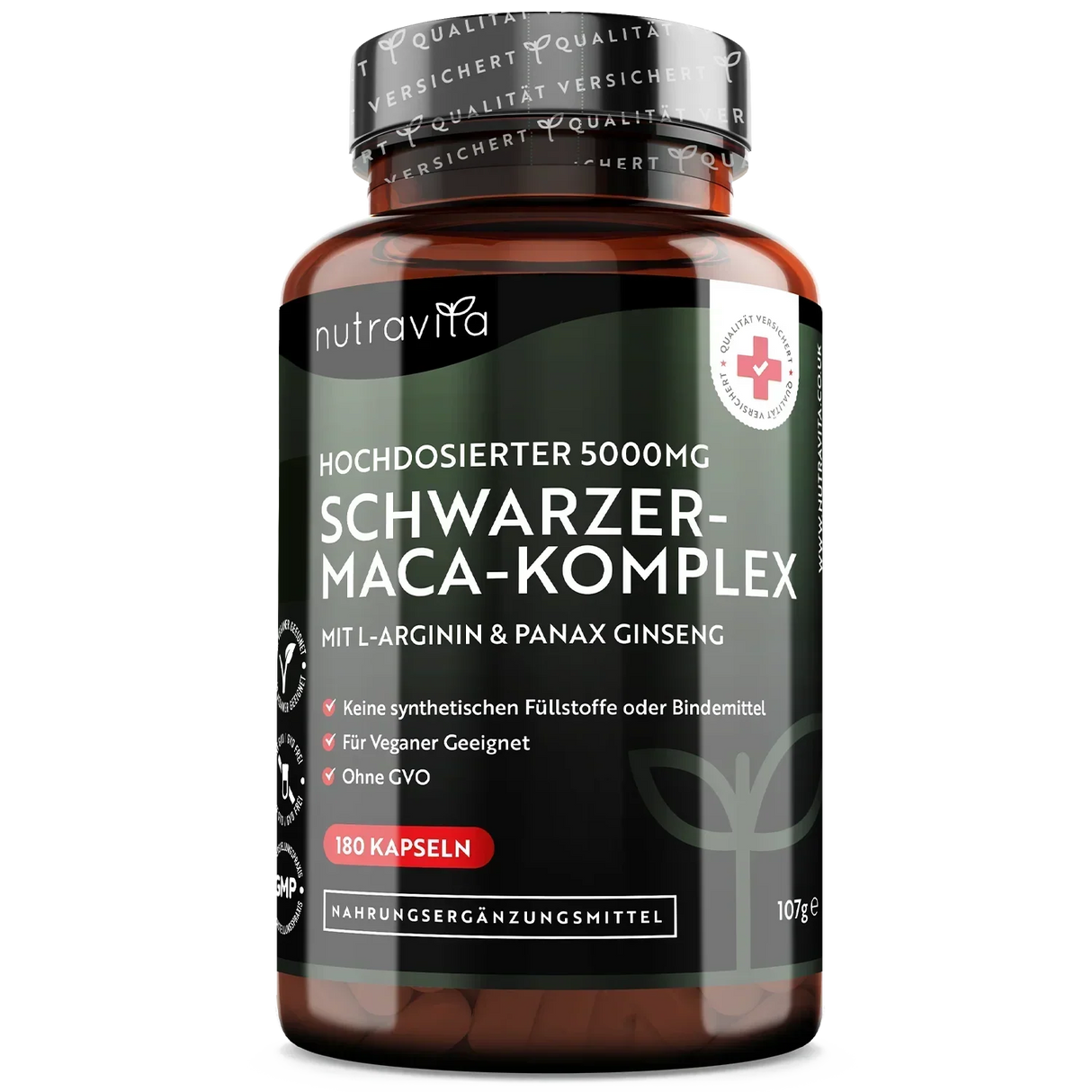 Schwarzer Maca-Wurzel-Komplex 5000 mg/180 Kapseln, 180 Tage/ <tc>Nutravita</tc>