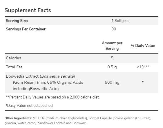 Boswellia-Extrakt 500 mg – 90 Gelkapseln