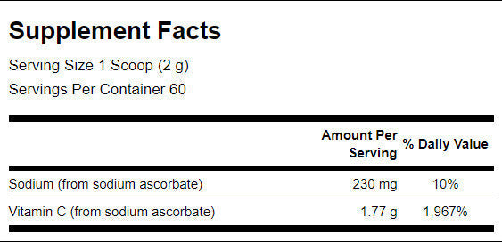 Gepuffertes Natriumascorbat-Vitamin-C-Pulver – 120 Gramm