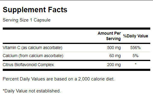 Gepuffertes Vitamin C mit Bioflavonoiden 500 mg – 100 Kapseln