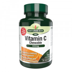 Vitamin C mit Hagebutten, Bioflavonoiden und Acerola (Vitamin C Kautabletten) 500 mg 50 Kautabletten NaturesAid