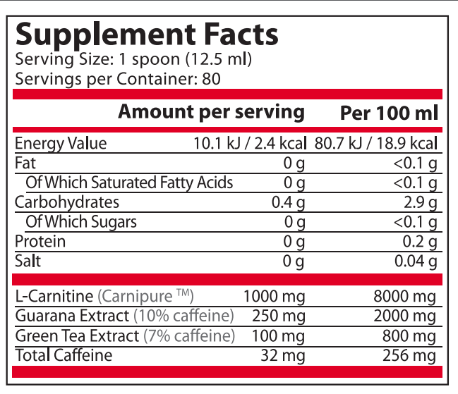 <tc>Pure Nutrition</tc> - CARNI MAX FLÜSSIG mit Guarana und Grüntee - 1000 ml