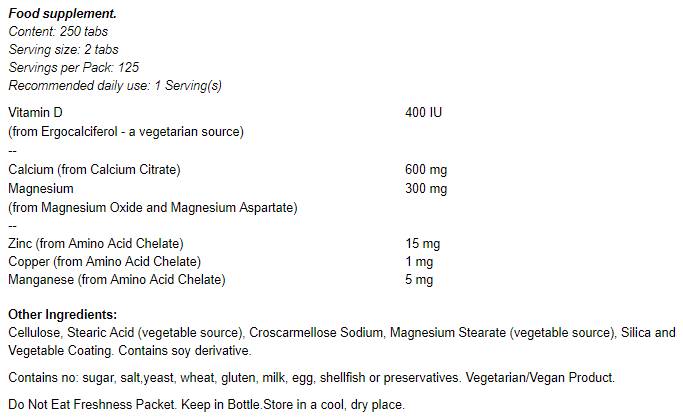 Calciumcitrat mit Mineralien und Vitamin D-2 300 mg – 100 Tabletten