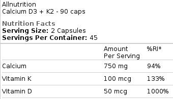Calcium D3 + K2 90 Kapseln