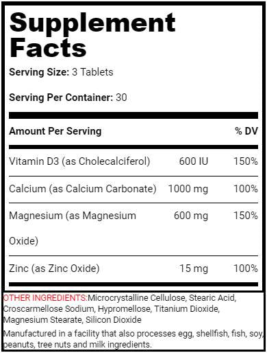 Calcium Magnesium Zink + D3 – 90 Tabletten