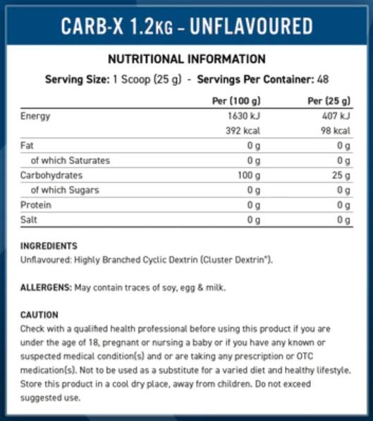 Carb-X | 100 % zyklische Dextrin-Kohlenhydrate – 300 Gramm